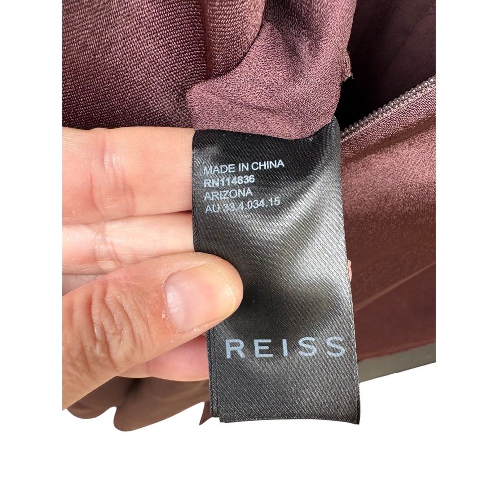Reiss Chocolate Brown Satin Jumpsuit with Side Slits - Picture 8 of 9